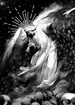 Falling Angel: A Dark Fantasy Art Print - Premium Wooden Framed Poster. Ready to Hang.