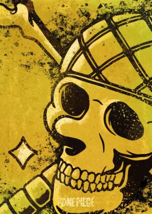 Usopp Minimalist Skull Artwork: A Grunge Masterpiece - Premium Wooden Framed Poster. Ready to Hang.