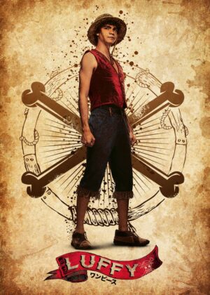 Luffy Retro Artwork Print - Premium Wooden Framed Poster. Ready to Hang.