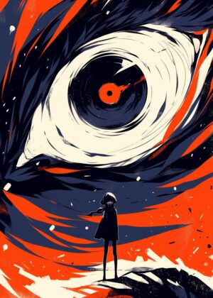 Gaze into the Abyss: Abstract Art Print - Premium Wooden Framed Poster. Ready to Hang.