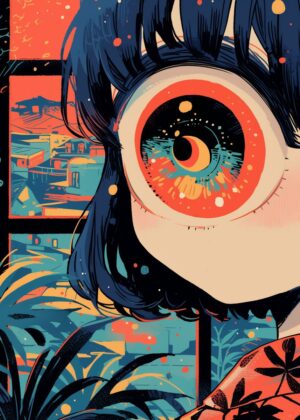 Abnormal Core: Psychedelic Anime Art Print - Premium Wooden Framed Poster. Ready to Hang.