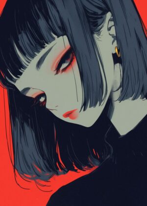 Abnormal Core: Dark Anime Girl Art Print - Premium Wooden Framed Poster. Ready to Hang.
