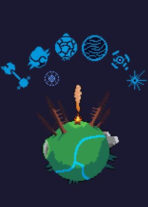 Pixel Art Cosmic Scene: A Mystical Planet - Premium Wooden Framed Poster. Ready to Hang.