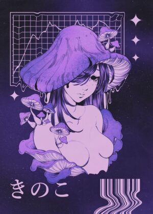 Depresshroom: A Darkly Beautiful Anime-Inspired Art Print - Premium Wooden Framed Poster. Ready to Hang.
