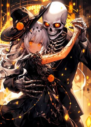 Dance of Death: A Gothic Anime Romance - Premium Wooden Framed Poster. Ready to Hang.