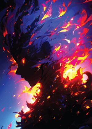 Fiery Anime Art Print: My Hero Academia Inspired - Premium Wooden Framed Poster. Ready to Hang.