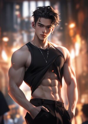 Cool Handsome Anime Guy Art Print - Premium Wooden Framed Poster. Ready to Hang.
