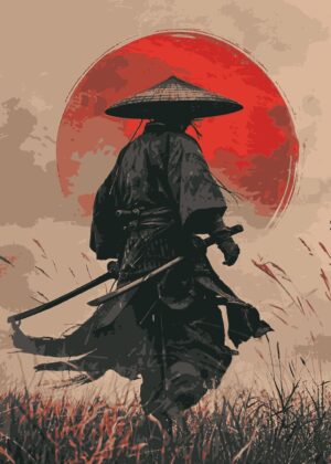 Lone Samurai: A Japanese Warrior's Journey - Premium Wooden Framed Poster. Ready to Hang.