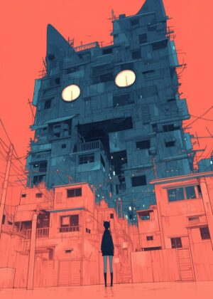 Abnormal Core: A City's Whispering Cat - Premium Wooden Framed Poster. Ready to Hang.