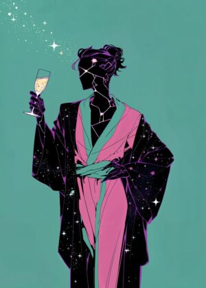 Starry Elegance: Celestial Chic Art Print - Premium Wooden Framed Poster. Ready to Hang.
