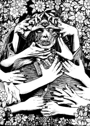 All-Seeing Eye: A Mystical Embrace - Premium Wooden Framed Poster. Ready to Hang.