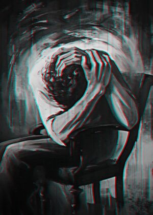The Weight of Sorrow: A Disturbingly Beautiful Artwork - Premium Wooden Framed Poster. Ready to Hang.