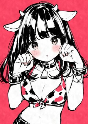Anime Cowgirl: Kawaii Illustration Print - Premium Wooden Framed Poster. Ready to Hang.