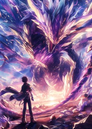 Anime War of Creatures: Epic Fantasy Art Print - Premium Wooden Framed Poster. Ready to Hang.