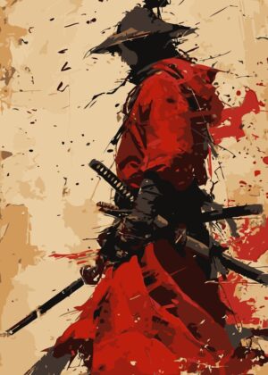 Crimson Ronin: A Bushido Samurai Artwork - Premium Wooden Framed Poster. Ready to Hang.