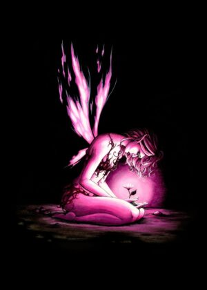 Dark Last Hope: A Fantasy Fairy Artwork - Premium Wooden Framed Poster. Ready to Hang.
