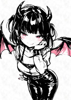 Anime Succubus Girl Art Print - Premium Wooden Framed Poster. Ready to Hang.