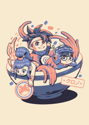 Chrono Bowl: Anime-Inspired Ramen Art - Premium Wooden Framed Poster. Ready to Hang.