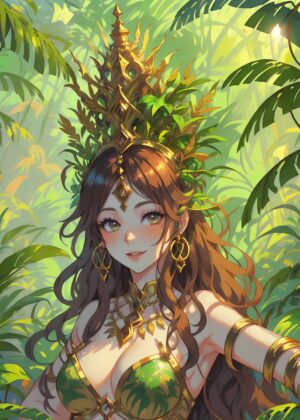 The Forest Queen: A Lush Fantasy Artwork - Premium Wooden Framed Poster. Ready to Hang.