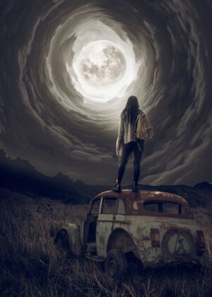 Mysterious Journey: A Dark Fantasy Art Print - Premium Wooden Framed Poster. Ready to Hang.