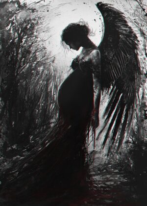 Veiled Mourning: A Dark Fantasy Artwork - Premium Wooden Framed Poster. Ready to Hang.