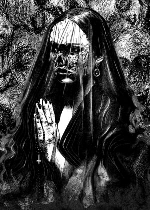 Creepy Haunting Ghost: Gothic Horror Art Print - Premium Wooden Framed Poster. Ready to Hang.