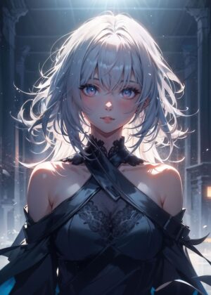 Whitehaired Warrior: Anime Art Print - Premium Wooden Framed Poster. Ready to Hang.