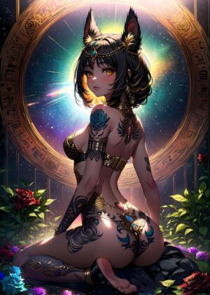 Celestial Goddess: Anime Art Print - Premium Wooden Framed Poster. Ready to Hang.
