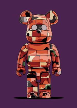 Abstract Bearbrick Artwork Print - Premium Wooden Framed Poster. Ready to Hang.