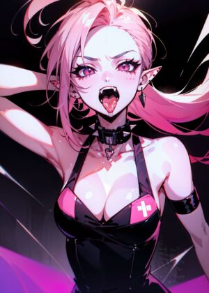 Mad Vampire Drusilla: Anime Art Print - Premium Wooden Framed Poster. Ready to Hang.