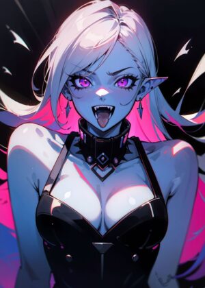 Mad Vampire Elisabeth: Digital Art Print - Premium Wooden Framed Poster. Ready to Hang.