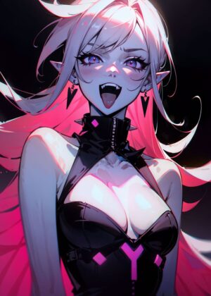 Mad Vampire Mina: Anime Art Print - Premium Wooden Framed Poster. Ready to Hang.