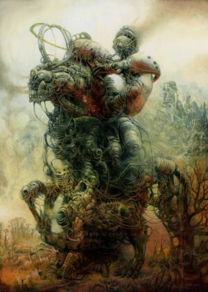The Rider III: A Post-Apocalyptic Vision - Premium Wooden Framed Poster. Ready to Hang.