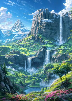 Enchanted Valley: A Fantasy Landscape Print - Premium Wooden Framed Poster. Ready to Hang.