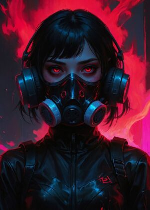 Cyberpunk Anime Assassin Girl Art Print - Premium Wooden Framed Poster. Ready to Hang.