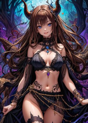Enthralling Anime Girl Art Print - Premium Wooden Framed Poster. Ready to Hang.