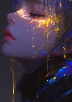Face in the Dark: A Digital Painting - Premium Wooden Framed Poster. Ready to Hang.