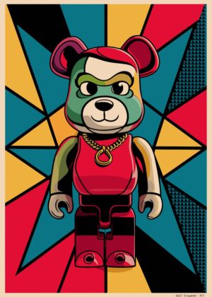 Graffiti Bearbrick Art Print: Pop Art Bear - Premium Wooden Framed Poster. Ready to Hang.