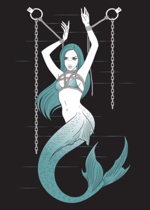 Captivating Knitted Mermaid Art Print - Premium Wooden Framed Poster. Ready to Hang.