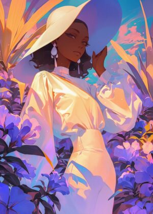 Lavender Dreams: A Portrait of Elegance - Premium Wooden Framed Poster. Ready to Hang.