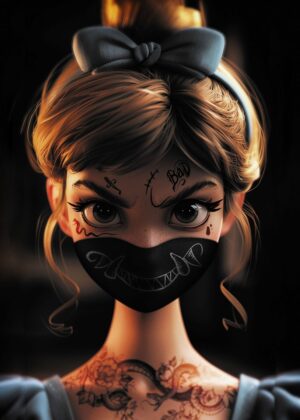 Rebellious Princess: Dark Fairytale Art - Premium Wooden Framed Poster. Ready to Hang.