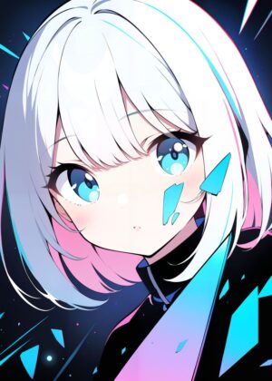 Glimpse of the Abyss: Anime Girl Art Print - Premium Wooden Framed Poster. Ready to Hang.