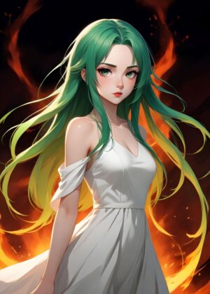 Guardian of the Flames: Anime Art Print - Premium Wooden Framed Poster. Ready to Hang.