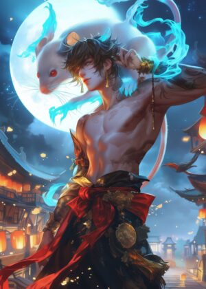 Mystical Rat: A Celestial Chinese Zodiac Art Print - Premium Wooden Framed Poster. Ready to Hang.