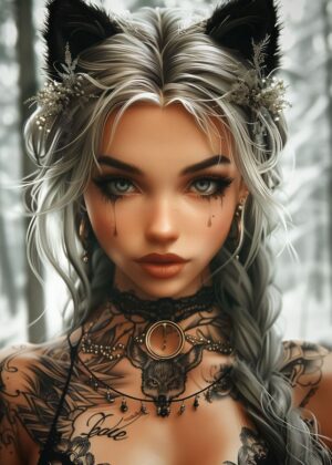 Enchanted Forest Beauty: A Digital Art Print - Premium Wooden Framed Poster. Ready to Hang.