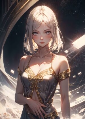 Anime Girl Hestia: Celestial Beauty Artwork - Premium Wooden Framed Poster. Ready to Hang.