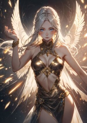 Anime Goddess Demeter: Celestial Beauty Art Print - Premium Wooden Framed Poster. Ready to Hang.