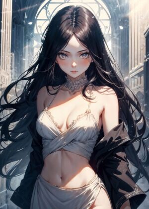 Anime Girl Hera: A Stunning Digital Art Print - Premium Wooden Framed Poster. Ready to Hang.