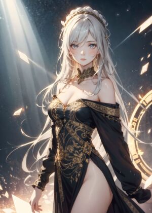 Anime Girl Aphrodite: Celestial Beauty - Premium Wooden Framed Poster. Ready to Hang.
