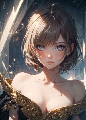 Anime Girl Luna: A Breathtaking Piece of Digital Art - Premium Wooden Framed Poster. Ready to Hang.